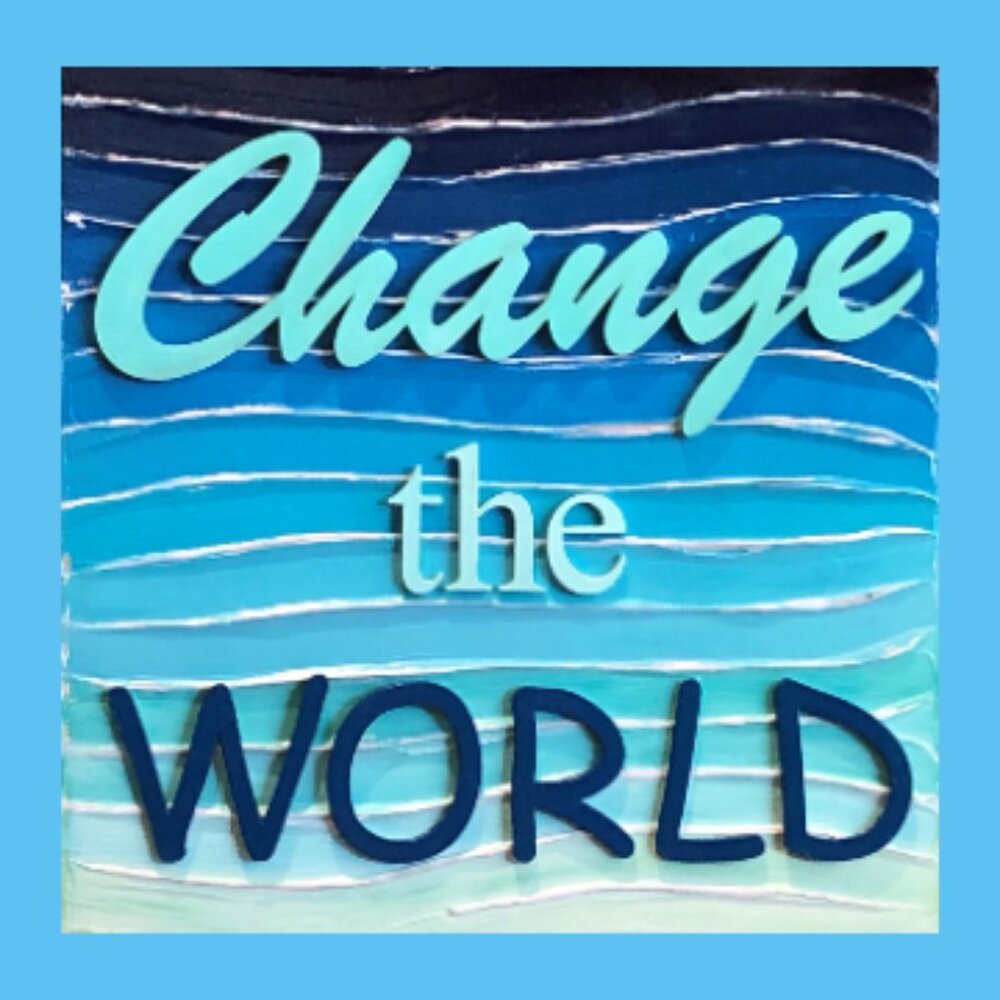 5x5 inch Blue and Green Art Print Gift Card by Megan Joy Chapman